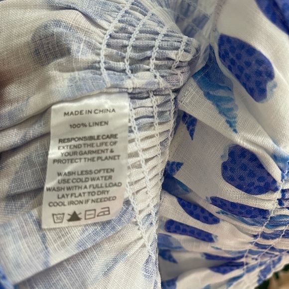 Hill House Home Linen Cropped Naz Nap Top in Blue Shell Mosaic Size M Coastal - Picture 7 of 7